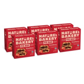 Natureas Bakery Whole Wheat Fig Bars Strawberry Real Fruit Vegan Non-Gmo Snack Bar 6 Boxes With 6 Twin Packs (36 Twin Packs)
