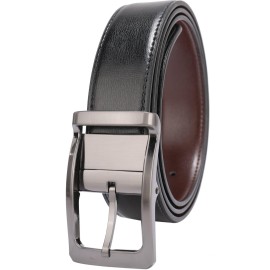 Beltox Fine Mens Dress Belt Leather Reversible 125 Wide Rotated Buckle Gift Box (Nylon Rotated Buckle,32-34)