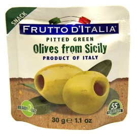 Frutto Ditalia Green Pitted Olives In Pouch Unflavored 1.1 Ounce (Pack Of 10)