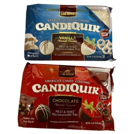 Log House Candiquik Candy Coating - One Vanilla, One Chocolate With Microwavable Trays - Holiday Christmas Baking Supplies