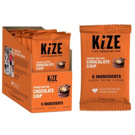 Kize Energy Bar, Peanut Butter Chocolate Chip, 6 Ingredients, 9G Protein, Clean & Simple Real Food, Gluten Free, Non-Gmo, Dairy Free, Soy Free, Mission Based, Made In The Usa, Healthy Snacks For Kids, Healthy Dessert Snacks, High Protein Snacks