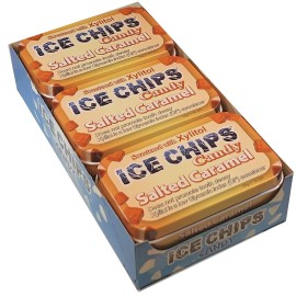 ICE CHIPS Xylitol Candy Tins (Salted Caramel, 6 Pack); Includes ICE CHIPS BAND as shown