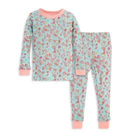 Burts Bees Baby Baby Girls Pajamas, Tee And Pant 2-Piece Pj Set, 100 Organic Cotton Pajama Set, Blue Ditsy Floral, 12 Months Us