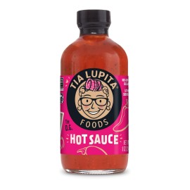 Tia Lupita Hot Sauce | 8 oz x 1 Bottle | Flavorful Heat, Medium Spice, Smoky with hints of Sweetness | Gluten Free, Non GMO, Sugar Free, Low Sodium, Keto, No Carbs - Made with Red Jalape