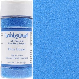 Hobbyland Natural Colored Sanding Sugar Crystals (Blue Sugar) Made With Natural Food Coloring, Handcrafted Color, Decorating Sugar Crystals