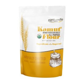 Panhandle Milling Organic Kamut Flour - 3 Lbs (48 Oz)- Easy To Use Resealable Korasan Kamut Flour Made From Real Organic Kamut Grain - Non Gmo, Kosher, Vegan Organic Whole Grain Flour & Wheat Flour