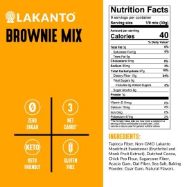 Lakanto Sugar Free Brownie Mix - Sweetened With Monk Fruit Sweetener, Keto Diet Friendly, Delicious Dutched Cocoa, High In Fiber, 3G Net Carbs, Gluten Free, Easy To Make Dessert (Pack Of 1)