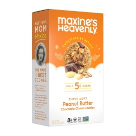 Maxines Heavenly Peanut Butter Chocolate Chip Cookies Healthy Vegan Oatmeal Cookies Sweetened With Coconut Sugar & Dates Plant Based Gluten Free & Non Gmo 7.2 Ounces Each (1 Pack)