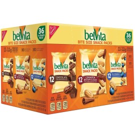 Belvita Breakfast Biscuits Bite-Size Snack Variety Packs, 1 Oz, Pack Of 36 Packs
