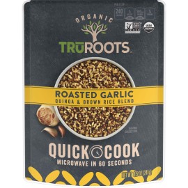 Truroots Organic Quick Cook Roasted Garlic Quinoa And Brown Rice Blend 8.5 Ounces Ready To Eat In 60 Seconds Certified Usda Organic Non-Gmo Project Verified