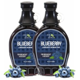Green Jay Gourmet Blueberry Syrup - 3 Ingredient Premium Breakfast Syrup With Fresh Blueberries, Cane Sugar & Lemon Juice - All-Natural, Non-Gmo Pancake Syrup, Waffle Syrup & Dessert Syrup - 2 X 8 Oz