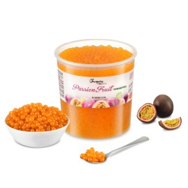 Inspire Food Popping Boba Pearls For Bubble Tea - 7 Lbs Passion Fruit Bursting Pearls Bubble Real Fruit Juice For Shakes, Dessert,Smoothie 100% Vegan & Glutenfree