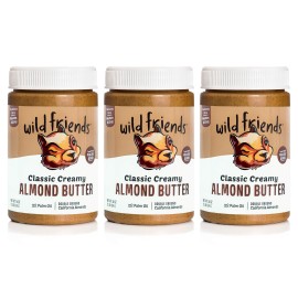 Wild Friends Foods Classic Creamy Almond Butter, 16Oz Jars, Gluten-Free, Non-Gmo, Palm Oil Free, Vegan, 3 Count