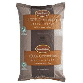 Farmer Brothers 100% Colombian Whole Bean Coffee, 5 Lb Bag - Rainforest Alliance Certified