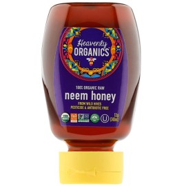 Heavenly Organics 100% Organic Raw Neem Honey (12 Oz Squeeze Bottle) Made From Wild Beehives & Free Range Bees Dairy Nut Gluten-Free Kosher