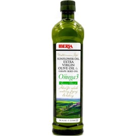 Iberia Mediterranean Style Omega 3 Cooking Oil, 34 fl oz, Blend of Extra Virgin Olive Oil, Grapeseed Oil, Sunflower Oil and Fish Oil (1 Liter)