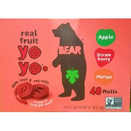 Bear Yoyos Real Fruit Rolls Snacks Leather Variety Pack: Apple, Strawberry, Mango, 24 - 0.7 oz Count