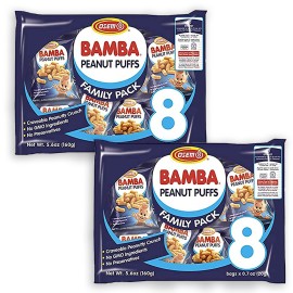 Bamba Peanut Snacks for the Whole Family - All Natural Peanut Puffs 2 Family Packs (Pack of 16 x 0.7oz Bags) - Peanut Butter Puffs made with 50% peanuts