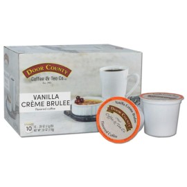 Door County Coffee - Vanilla Creme Brulee, Vanilla And Cream Flavored Ground Coffee - Medium Roast, Single Serve Cups - 10 Count