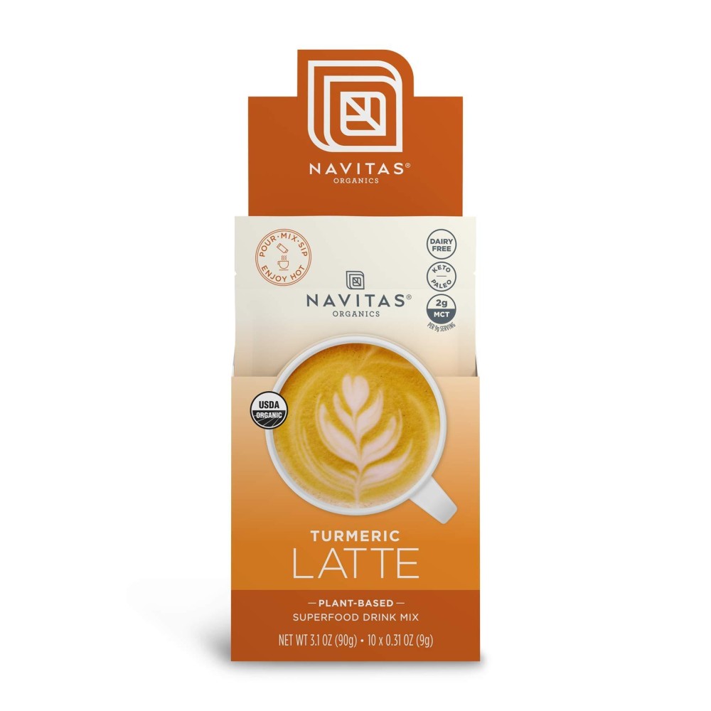 Navitas Organics Turmeric Latte 3.1 Oz Pouch10 Single Servings - Organic Non-Gmo Dairy-Free