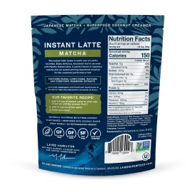 Laird Superfood Matcha Instant Latte With Adaptogens - Matcha Latte Green Tea Powder Packed With Antioxidants And Superfood Coconut Creamer - Gluten Free, Non-Gmo, Vegan, 8 Oz. Bag, Pack Of 1
