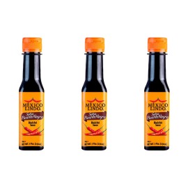 Mexico Lindo Picante Negra Hot Sauce | Light & Spicy | 8,400 Scoville Level | Great with Asian Food, Seafood & Meat | 5 Fl Oz Bottle (Pack of 3)