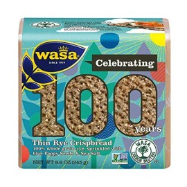 Wasa Thin Rye Swedish Crispbread, 8.6 Oz, Non-Gmo Project Verified Rye Crackers, No Saturated Fat (0.5G Total Fat), 0G Of Trans Fat, No Cholesterol, 100% Whole Grain (Pack Of 12)