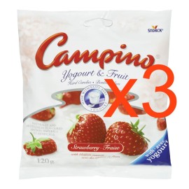 3 Bags of Campino Yogourt & Fruit STRAWBERRY Hard Candy 120g