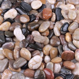 5 Pounds River Rocks  Pebbles  1-2 Inches Garden Outdoor Decorative Stones  Natural Polished Mixed Color Stones