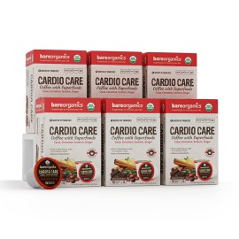 Bare Organics 14196 Cardio Care Usda Organic Coffee Pods, Keurig K-Cup Compatible Organic Coffee Pods, Infused With Superfoods Probiotics, Vegan Friendly, Gluten Free, 10Ct (Pack Of 6)