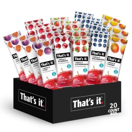 That's it Fruit Bars Snack Gift Box { 20 Pack }100% All Natural, Gluten-Free, Vegan, Low Carb Snacks - Healthy Fruit Snacks Bulk Variety Pack(Strawberry, Mango, Blueberries, Cherries & Fig Bars)