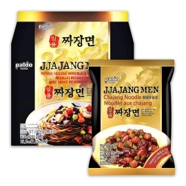 PALDO FUN & YUM Jjajangmen Chajang Noodle Pack of 12, Vegan No MSG 12-pack, Black Bean Instant Ramen Korean Noodle, K-Food, Most Loved Korean Ramyun
