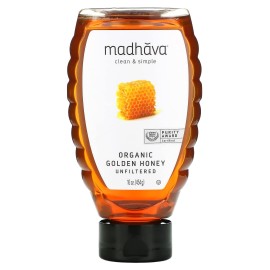 Madhava Organic Golden Honey Squeeze 16 Oz