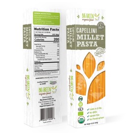 Big Green Organic Food- Organic Millet Capellini, Gluten-Free, Lectin-Free, Non-Gmo, Vegan, 6G Of Protein, Wheat And Rice Alternative, 264Oz (3)