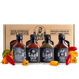Hoff Sauce Hot Sauce Gift Box 4-Pack Mini Hot Sauce Bottles Of Handmade Tennessee Hot Sauces And Bbq Sauce Gift Set For Grilling And Seasoning