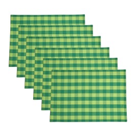 Urban Villa Green Checks Special 100 Cotton Fused Place Mats 14X 20 Over Sized Set Of 6 Green Check Plaid Every Day Use Heavier Quality