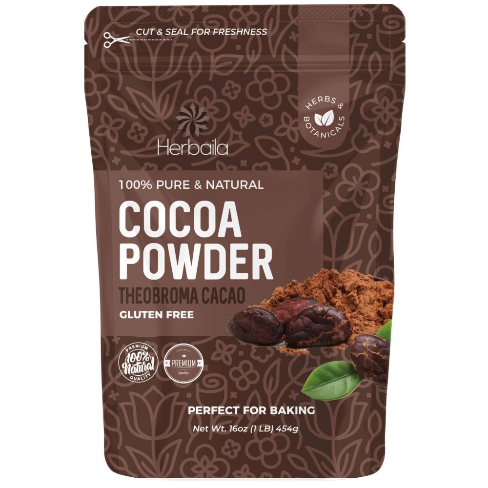 Cocoa Powder 16 Oz Raw Cacao Powder Unsweetened, Unsweetened Cocoa Powder For Baking, Baking Cocoa Powder Unsweetened, Pure Cocoa Powder, Cocoa Flour Raw, All Natural, Gluten Free, Non-Gmo 1 Lb