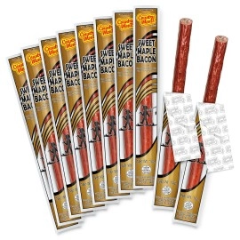 Country Meats, Meat Sticks, 0 Trans Fat, USDA Certified, Good Source of Protein, Carb Conscious Snack (10 Meat Sticks, Sweet Maple Bacon)