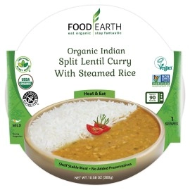 Food Earth - Split Lentil Curry & Steamed Rice Meal - Ready To Eat Cuisine - Vegan, Plant-Based, Organic, Gluten-Free, Gmo-Free - Healthy Microwavable Pre-Packaged Indian Food - 10.58 Oz - Pack Of 6