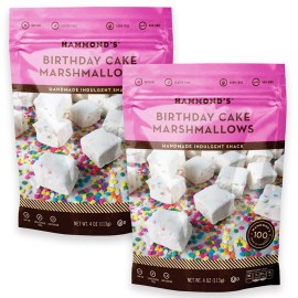 Hammonds Candies Gourmet Marshmallows - Birthday Cake | Great for Snacking, Hot Chocolate, Smores, Baking | Gluten-Free, Kosher, Handcrafted in the USA | 2 Pack