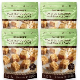 Hammonds Candies Gourmet Marshmallows - Toasted Coconut | Great for Snacking, Hot Chocolate, Smores, Baking | Gluten-Free, Kosher, Handcrafted in the USA | 4 Pack