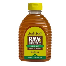 Aunt Sues Raw & Unfiltered Clover, 24 Ounce (15 Lb) From Local Usa Beekeepers, Strained Pure Honey
