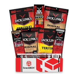 Jack Link'S Beef Jerky Care Package | Gift Basket | Snack Box (8 Items) Great For Father'S Day Treats, Date Night, College, Gift For Guys, Camping, Hunting And Much More! | By Snackbox