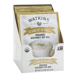Watkins Organic Gourmet Dip Mix, Garlic & Dill, 074 Oz Packets, 12-Pack