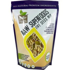 Raw Superfoods Five Seeds Mix (Pumpkin Seeds, Sunflower Seeds, Chia Seeds, Flax Seeds, Sesame Seeds) All Natural Healthy Non-Gmo Gluten-Free Sugar-Free No Added Sugar Oatmeal Yogurt Toppings