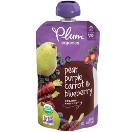 Plum Organics Stage 2 Organic Baby Food Pear Purple Carrot & Blueberry 4 Ounce Pouch 4 Ounce