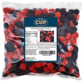 By The Cup Raspberries and Blackberries Soft Chewy Fruit Flavored Jells Covered in Candy Seeds, 2 Pound Bag