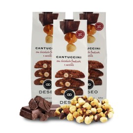 Deseo 3 Packs Of Cantucci Cookies With Extra Dark Chocolate And Pgi Piedmont Hazelnuts - 3 X 180G 63Oz