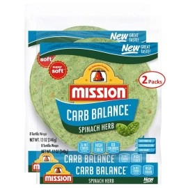 Mission Carb Balance Spinach Herb Tortilla Wraps 8 2/8 Count (16 Tortillas)