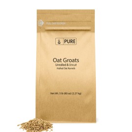Oat Groats By Pure, Whole, Uncut & Hulless, High In Protein, Oat Kernels (5 Pound)